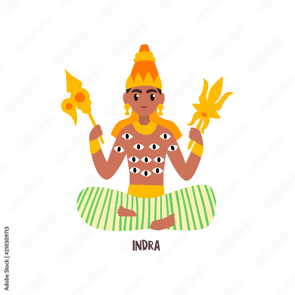 Indra Indian God vector Illustration on a white background Stock Vector |  Adobe Stock