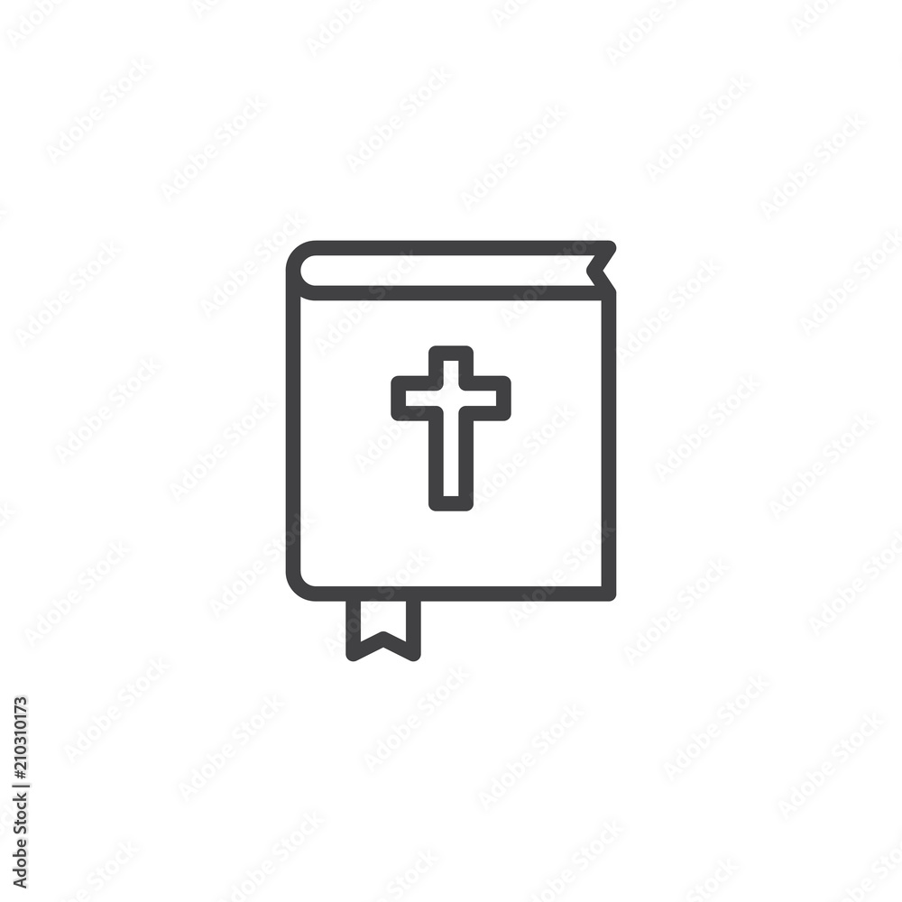 Holy bible book with bookmark outline icon. linear style sign for mobile concept and web design. Religion and christianity simple line vector icon. Symbol, logo illustration. Pixel perfect vector Holy bible book with bookmark outline icon. linear style sign for mobile concept and web design. Religion and christianity simple line vector icon. Symbol, logo illustration. Pixel perfect vector