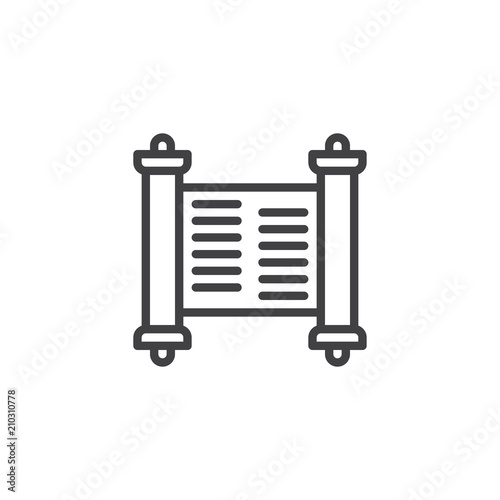 Holy scriptures scroll outline icon. linear style sign for mobile concept and web design. Religion simple line vector icon. Symbol, logo illustration. Pixel perfect vector graphics