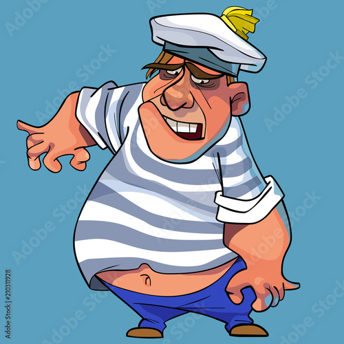 cartoon angry sailor pulls his hand away