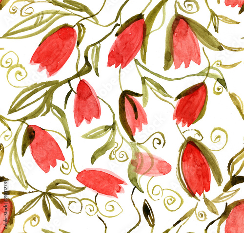 Seamless pattern with tulips