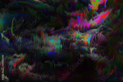 Abstract colorful glitch background on black color