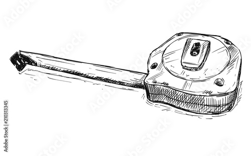 Vector artistic pen and ink sketch drawing illustration of measuring tape or measure.