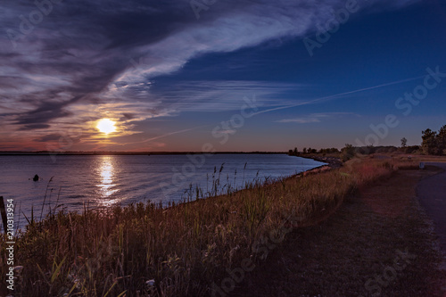 Sunset on Lake with Clouds