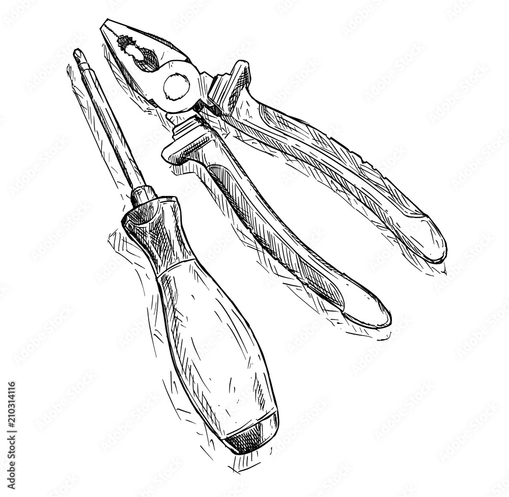 Diagonal Pliers Drawing