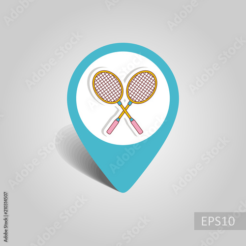 Badminton Racket pin map icon. Summer. Vacation