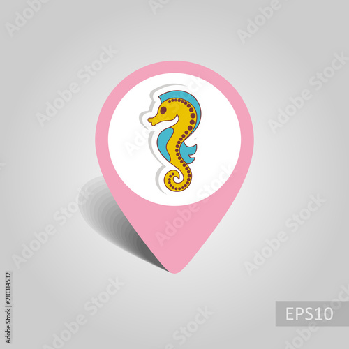 Sea Horse pin map icon. Summer. Vacation
