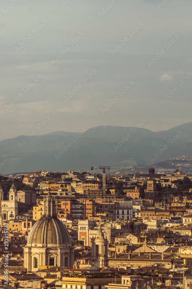 Rome city skyline view.