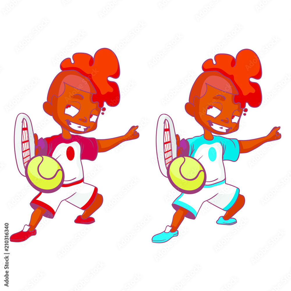 Set of smug swarthy boys that play tennis Set of smug swarthy boys that play tennis