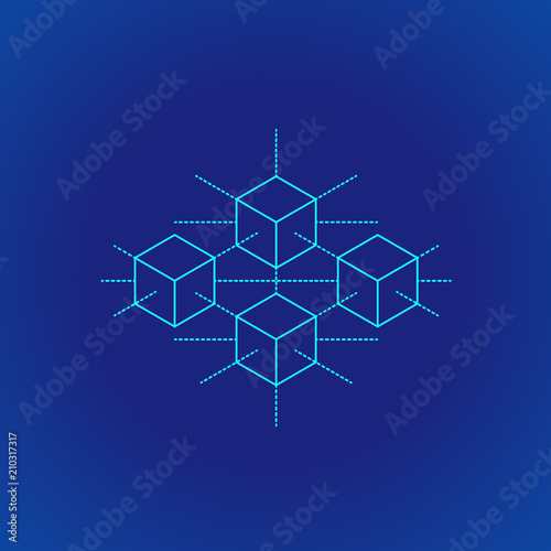 blockchain distributed ledger technology illustration.
