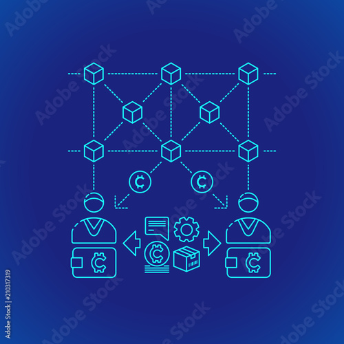 blockchain distributed ledger technology illustration.