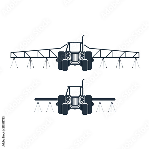 Fertilizer icon - tractor spraying pesticides, agriculture irrigation vehicle