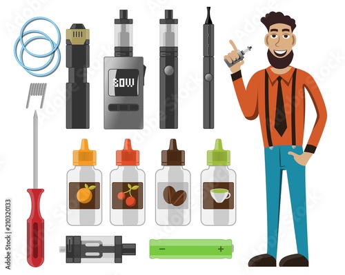 Vaping colored flat design set