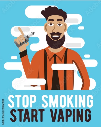 Vaping colored flat design with cartoon man