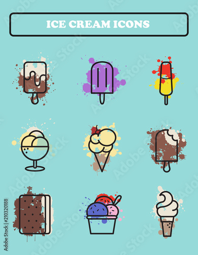 Ice cream icons set.