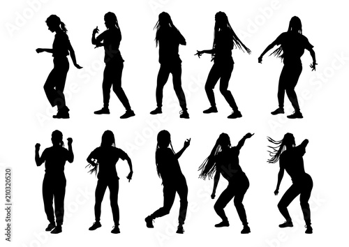 Beautiful women dansing on white background