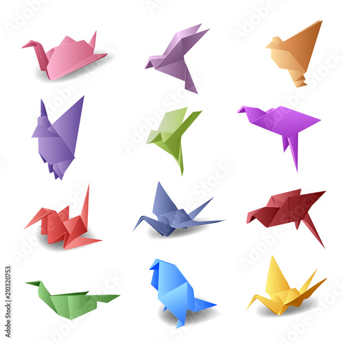 Vector set with origami birds.