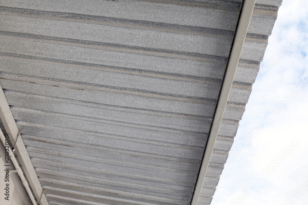 Obraz premium insulation fiber resistance sheet under roof, install aluminum foil sheet, Loft insulation, Silver metallic, foil sheet, Heat insulation material texture reflection sun radiation protect heat in house