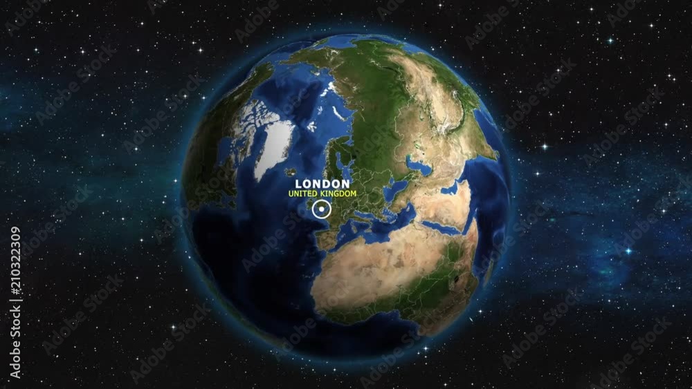 UNITED KINGDOM LONDON ZOOM IN FROM SPACE
