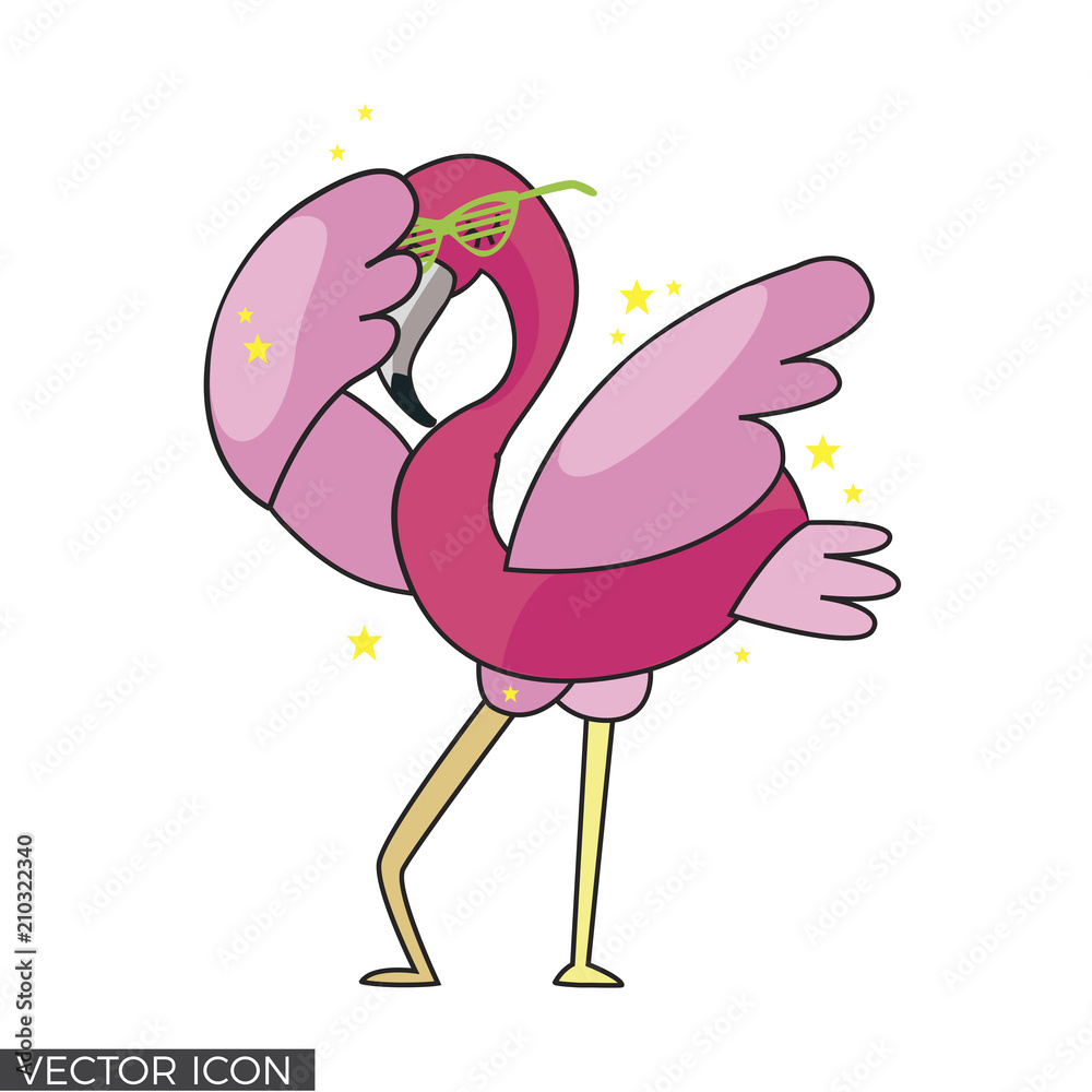 Naklejka Flamingo robi ruch dab