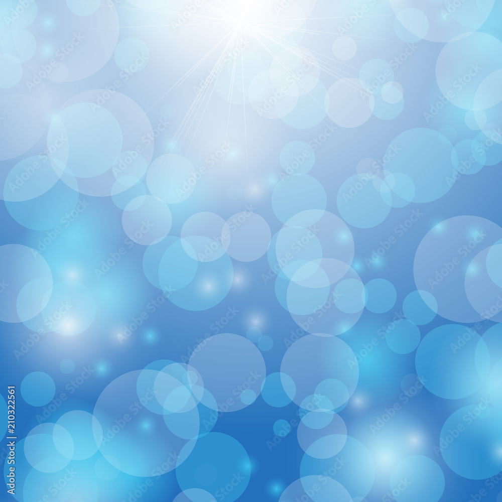 Created bokeh and ray light on blue abstract background Created bokeh and ray light on blue abstract background