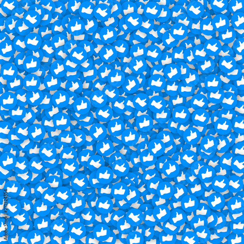 Background with blue hand likes signs.