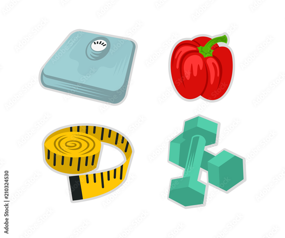 Body weight scales and measurement tape patterns Vector Image