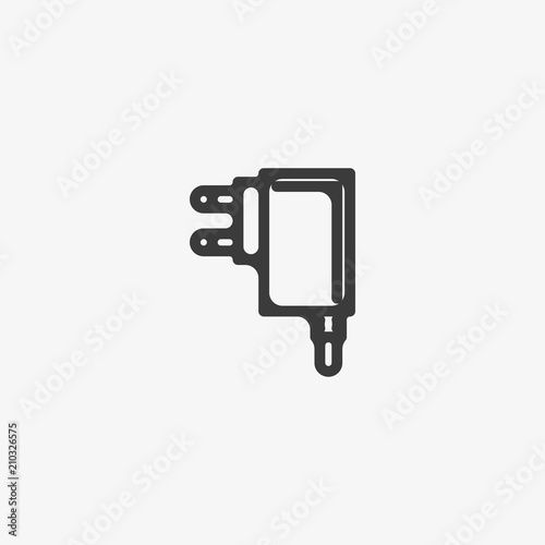 Usb charging plug icon on white background
