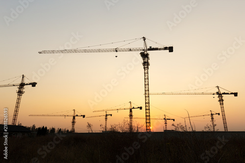 lift in site with sunset