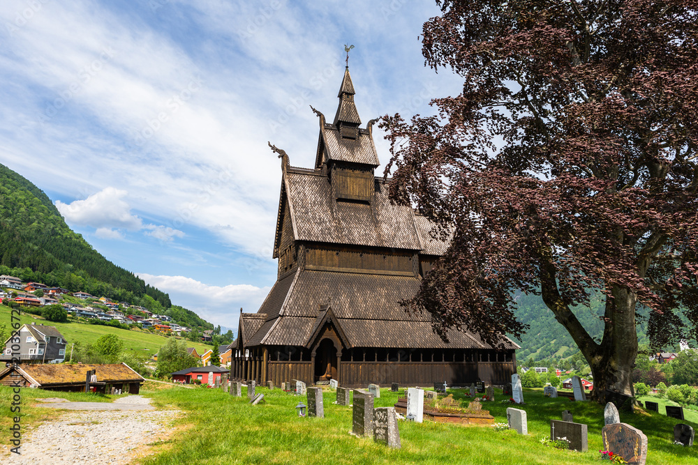 Hopperstad Stave Church.  A stave church, just outside the village of Vikori in Vik Municipality, Sogn og Fjordane county, Norway.