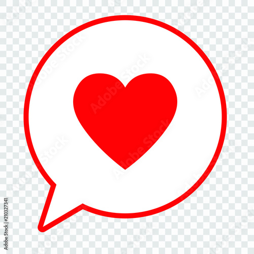 Heart in a speech bubble, vector love icon.