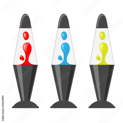 Decorative lava lamp with luminous viscous material moves in constantly changing