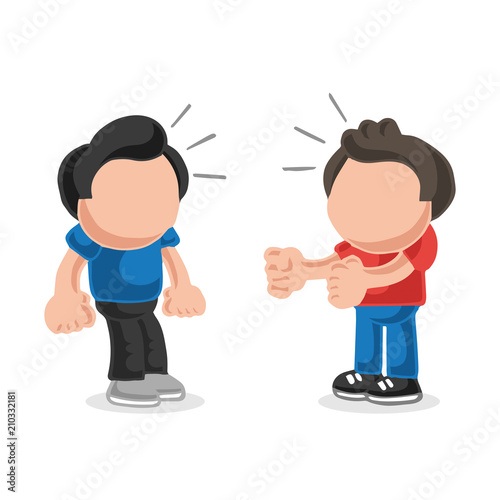 Vector hand-drawn cartoon of angry man wanting another man to fight