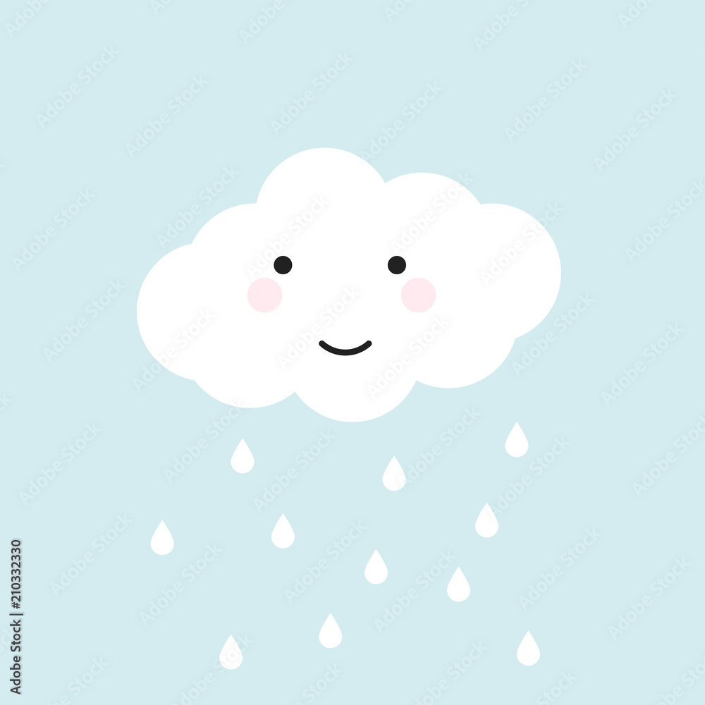 Happy cloud with drops pain