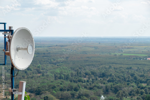 white satellite dish for telecomunication