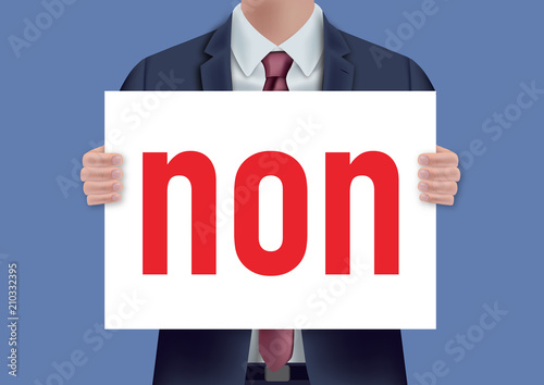 non - pancarte - présentation - refuser - désaccord - concept - homme - voter - choisir - entreprise