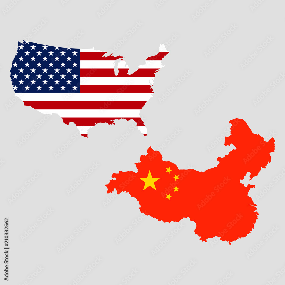 Fototapeta premium USA and China maps