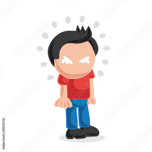 Vector hand-drawn cartoon of man standing crying