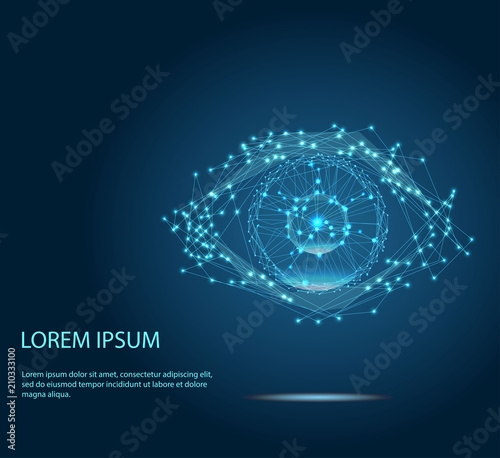 Vector modern abstract polygonal background. Digital vision - vector logo template concept illustration. Abstract human eye creative sign. Security and surveillance technologies.  Low poly vector