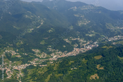 aerial of S. Omobono Imagna village , Italy