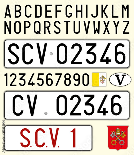 Vatican City  Holy See car license plate  letters  numbers and symbols