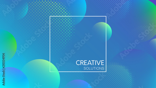 Blue creative solutions background with bubbles pattern.