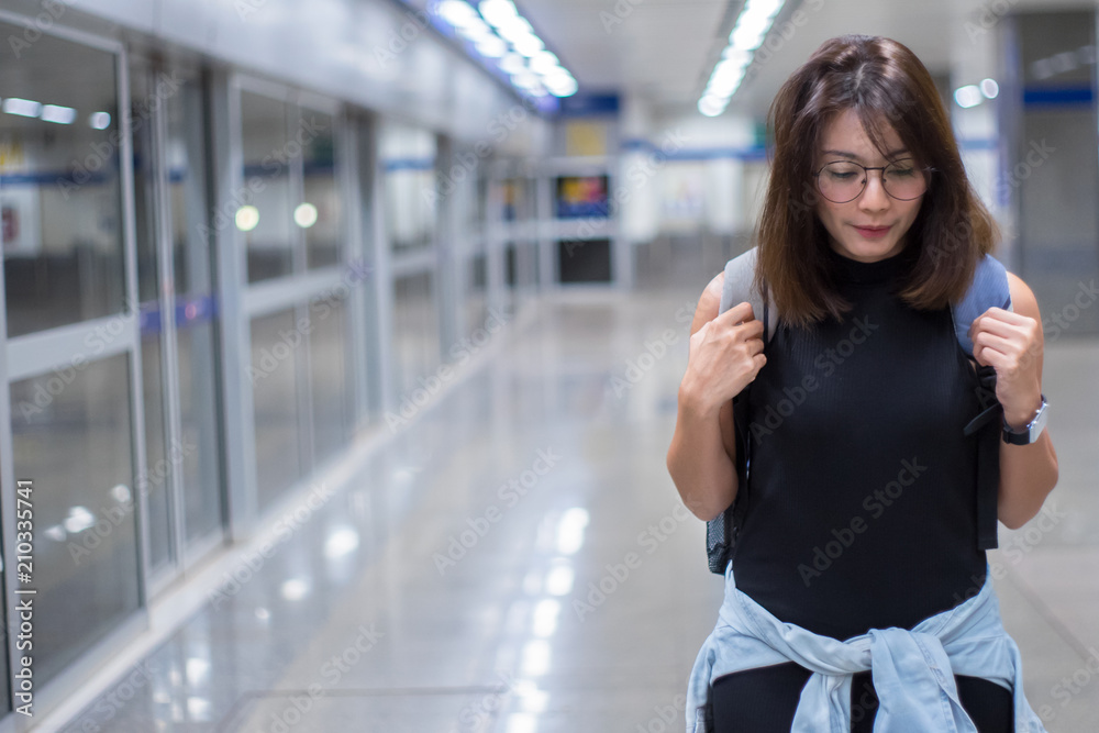 Asian women are traveling by subway in Thailand. Asian women are traveling by subway in Thailand.