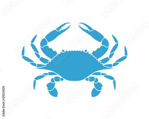 Blue crab. Logo. Isolated crab on white background