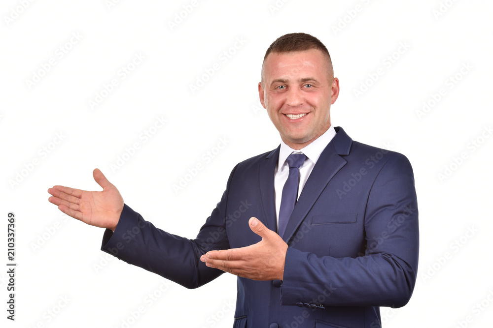 Man in suit on white background. Confident businessman. Office worker. Man in suit on white background. Confident businessman. Office worker.