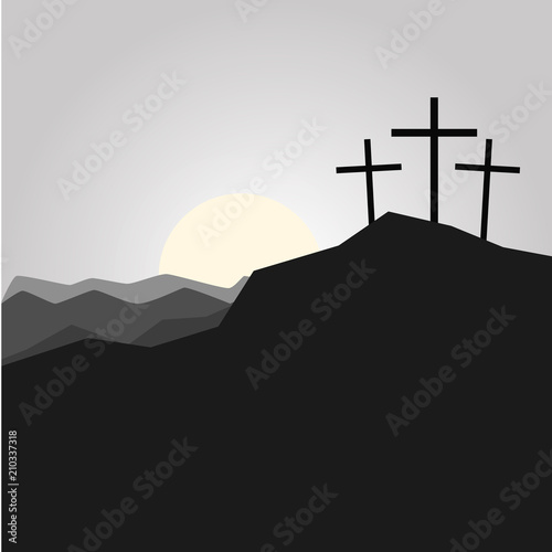 3 crosses and sunset