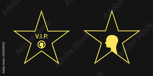 VIP person and celebrity on the yellow star. Vector illustration