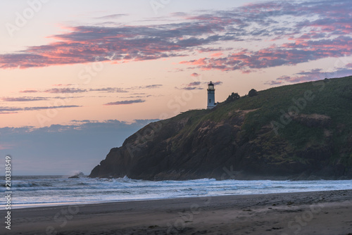Cape Disappointment lighthouse at sunset