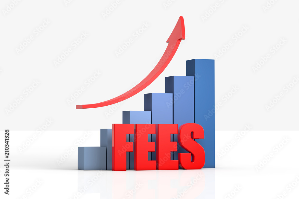 chart and arrow with fees ,business concept chart and arrow with fees ,business concept