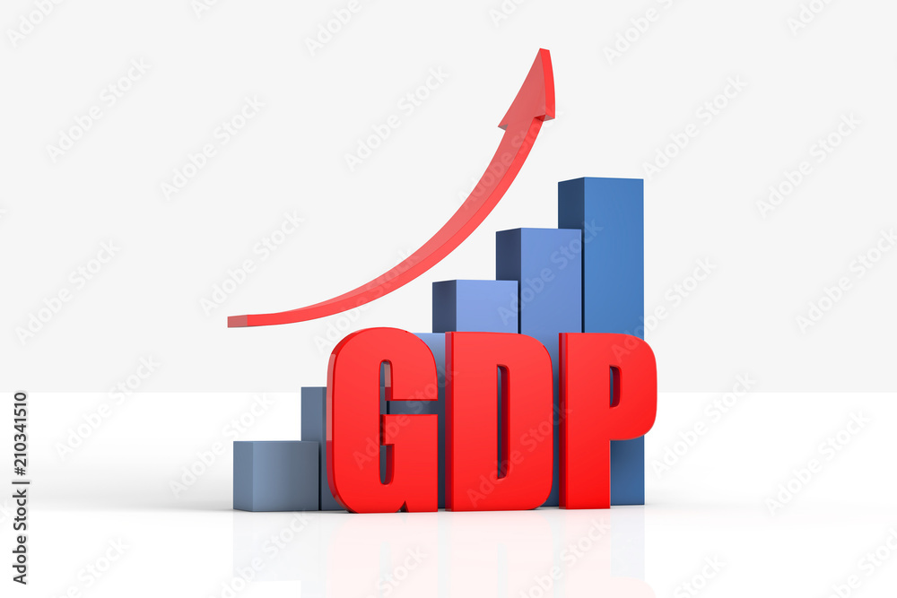 chart and arrow with GDP ,business concept chart and arrow with GDP ,business concept